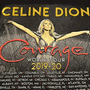 2019-2020 CELINE DION Courage World Tour Concert T-Shirt Black Short Sleeve 2XL